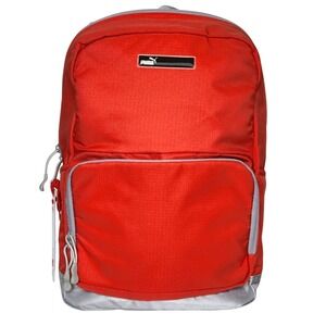 New PUMA Orange Silver Backpack School Travel Casual Book Bag Book‎ Laptop Gym